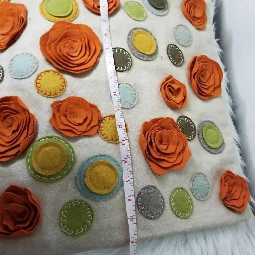 Square pillow case only 3-D flowers felt